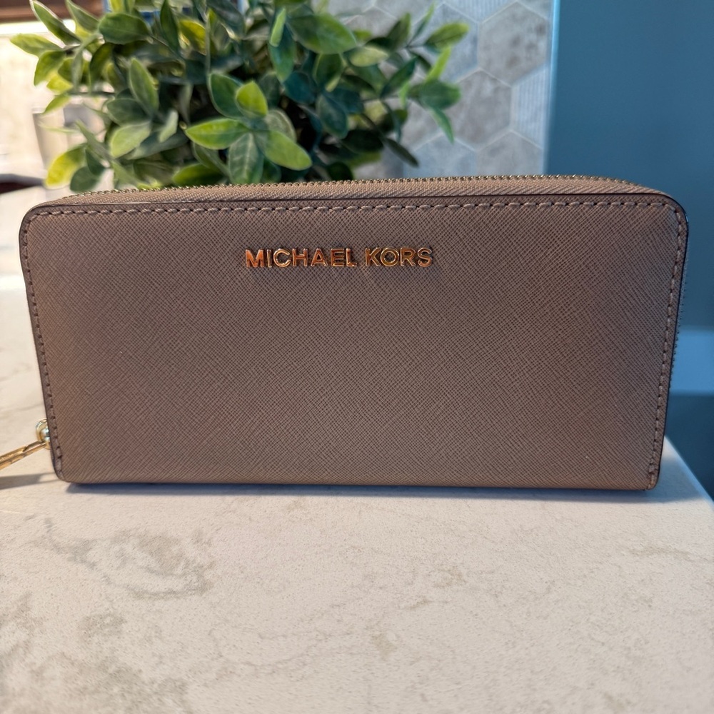 Michael Kors Taupe Saffiano Leather Wallet